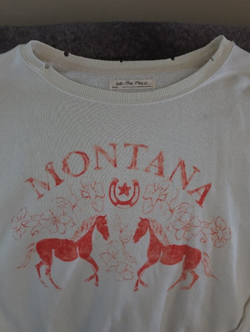 We The Free Cream Pullover with  Horses - Picture 2 of 3